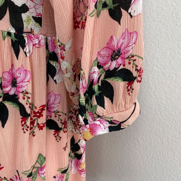 Umgee Pink Floral Dress Small Baby Doll Fairy Whimsy Goth Boho Peasant Milkmaid - Picture 8 of 13